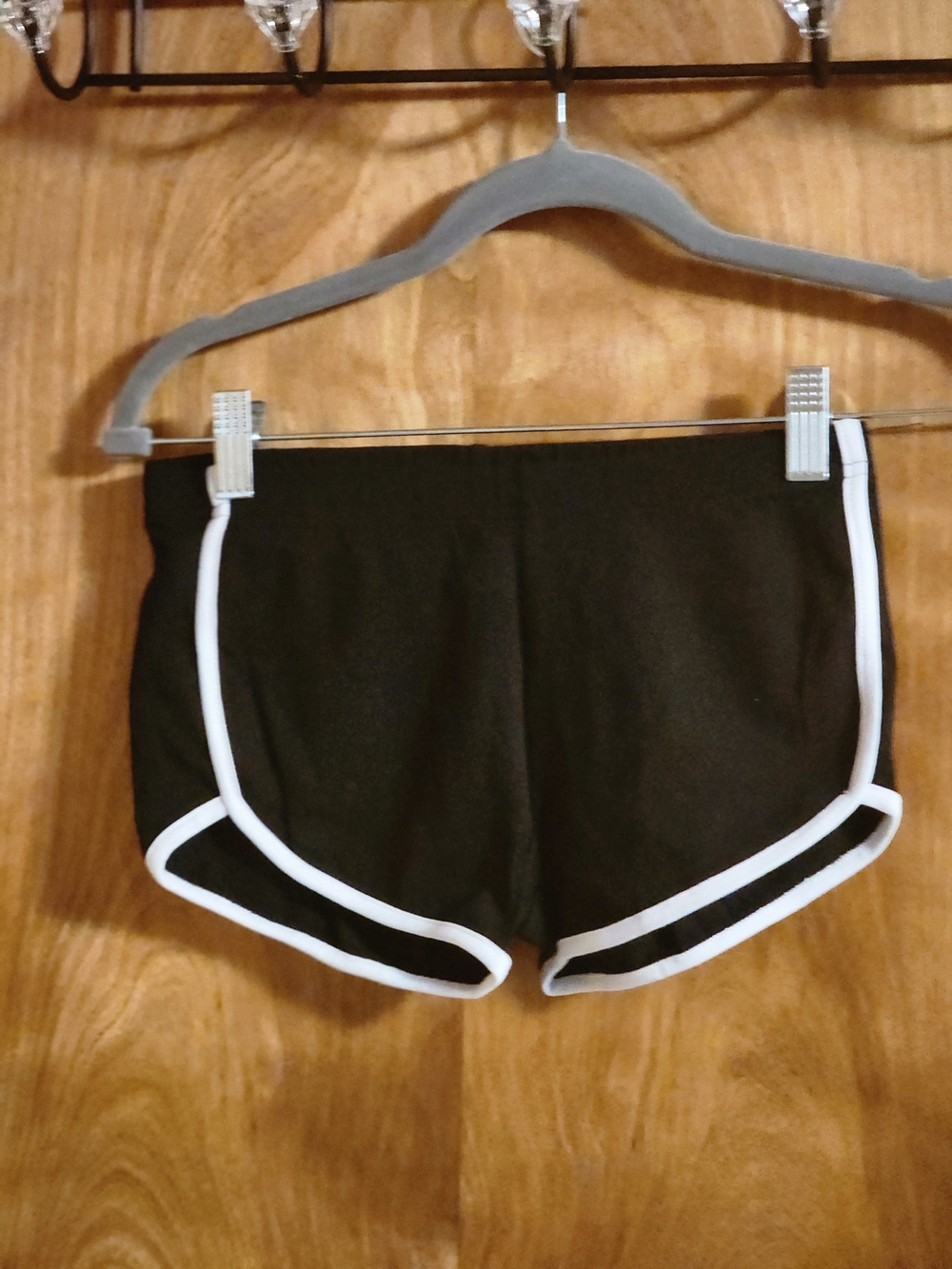 Black White Trim Embroidered "Honey" Heart Dolphin Shorts